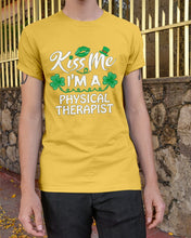 Load image into Gallery viewer, Physical Therapist Green Lip Shamrock St. Patrick's Day Color Changing Mug Guys Tee
