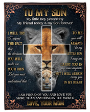 Load image into Gallery viewer, Lion Cross Always Carry You In My Heart Mom Gift For Son Fleece Blanket
