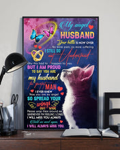 Load image into Gallery viewer, Cat And Butterflies  Spread Your Wings Gift For Angel Husband Vertical Poster
