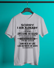 Load image into Gallery viewer, A Freaking Awesome Husband Is My Life Guys V-Neck
