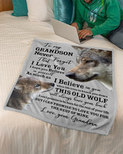 Load image into Gallery viewer, Wolf Grandma Gift For Grandson Believe In Yourself Fleece Blanket
