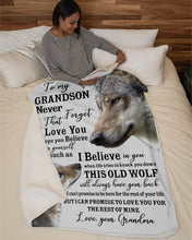 Load image into Gallery viewer, Wolf Grandma Gift For Grandson Believe In Yourself Sherpa Blanket
