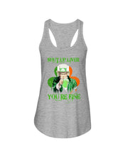 Load image into Gallery viewer, Shut Up Liver You're Fine Ireland Flag Shamrock St Patrick's Day Gift Ladies Flowy Tank
