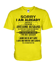 Load image into Gallery viewer, A Freaking Awesome Husband Is My Life Guys V-Neck

