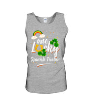 Load image into Gallery viewer, Rainbow And Cloud Horseshoe One Lucky Spanish Teacher St Patrick's Day Gift Unisex Tank Top
