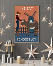 Load image into Gallery viewer, Vintage Girl I Choose Joy Donkey Gift For Donkey Lovers Vertical Poster
