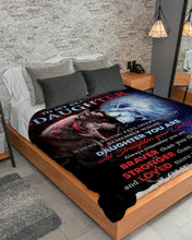 Load image into Gallery viewer, Lion Versus Wolf Straighten Your Crown Gift For Daughter Sherpa Blanket

