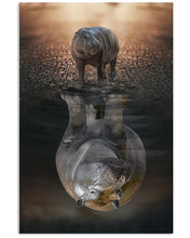Load image into Gallery viewer, Hippo Reflection In Water Believe In Yourself Vertical Poster
