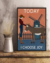 Load image into Gallery viewer, Vintage Girl I Choose Joy Donkey Gift For Donkey Lovers Vertical Poster
