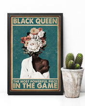 Load image into Gallery viewer, Retro Teal Black Queen The Most Powerful Piece In The Game Vertical Poster
