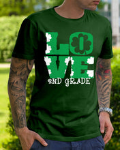 Load image into Gallery viewer, 2nd Grade Love White Clover St Patrick's Day Gift For Teacher Guys Tee
