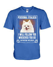 Load image into Gallery viewer, White Pomeranian Will Follow You St. Patrick's Day Printed Mug Guys V-Neck
