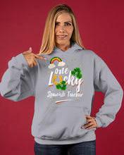 Load image into Gallery viewer, Rainbow And Cloud Horseshoe One Lucky Spanish Teacher St Patrick's Day Gift Hoodie
