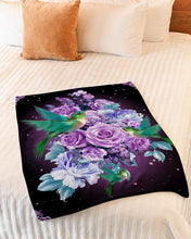 Load image into Gallery viewer, Beautiful Purple Roses And Hummingbirds Gift For Girls Fleece Blanket
