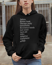 Load image into Gallery viewer, Splints Button Hook Therapy Putty Goniometer Resistance Bands Hoodie

