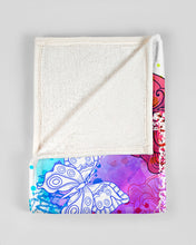 Load image into Gallery viewer, Colorful Splashing In White Butterfly With Peace Sign Fleece Blanket

