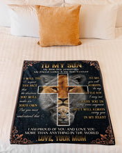 Load image into Gallery viewer, Lion Cross Always Carry You In My Heart Mom Gift For Son Fleece Blanket
