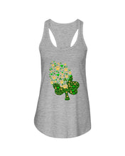 Load image into Gallery viewer, Dog Paws And Clover Shamrock Design St Patrick's Day Gift For Dog Lovers Ladies Flowy Tank
