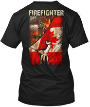 Load image into Gallery viewer, Firefighter Behind Canada Flag Gift For Firefighter Guys Tee
