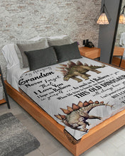 Load image into Gallery viewer, Dinosaur Grandma Gift For Grandson Believe In Yourself Sherpa Blanket
