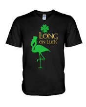 Load image into Gallery viewer, Flamingo Long On Luck Green St. Patrick's Day Printed Mug Guys V-Neck
