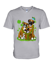 Load image into Gallery viewer, Funny Boxer With Butterflies Clover St Patrick's Day Gift For Dog Lovers Guys V-Neck
