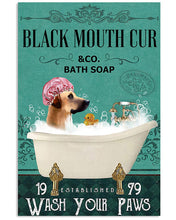 Load image into Gallery viewer, Black Mouth Cur Co Bath Soap Wash You Paws Gift For Dog Lovers Vertical Poster
