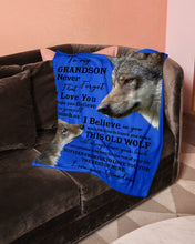Load image into Gallery viewer, Wolf Grandma Gift For Grandson Believe In Yourself Fleece Blanket
