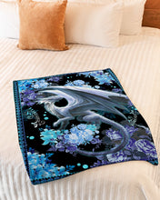 Load image into Gallery viewer, I Love Dragons Blue Flowers Meaningful Gift Fleece Blanket
