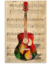 Load image into Gallery viewer, Watercolor Guitar In Music Sheet Meaningful Gift For Guitar Player Vertical Poster
