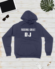 Load image into Gallery viewer, Fucking Great DJ Black And White Printed Mug Hoodie
