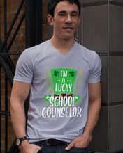 Load image into Gallery viewer, Green Top Hat I'm A Lucky School Counselor St Patrick's Day Gift Guys V-Neck
