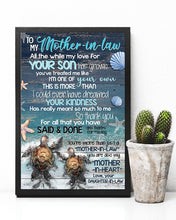Load image into Gallery viewer, Turtle Daughter In Law Gift For Mother In Law My Love For Your Son Has Grown Vertical Poster
