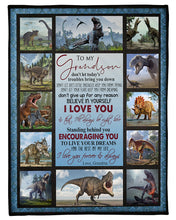 Load image into Gallery viewer, Grandma Gift For Grandson Always Standing Behind You T Rex Fleece Blanket
