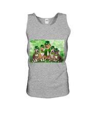 Load image into Gallery viewer, Staffordshire Leprechaun St Patrick's Day Gift For Dog Lovers Unisex Tank Top
