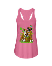 Load image into Gallery viewer, Funny Boxer With Butterflies Clover St Patrick's Day Gift For Dog Lovers Ladies Flowy Tank
