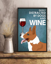 Load image into Gallery viewer, Funny Corgi Dog And Red Wine Blue Background Gift For Dog Lovers Vertical Poster
