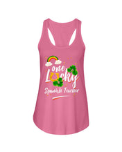 Load image into Gallery viewer, Rainbow And Cloud Horseshoe One Lucky Spanish Teacher St Patrick's Day Gift Ladies Flowy Tank
