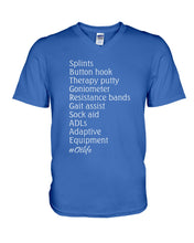 Load image into Gallery viewer, Splints Button Hook Therapy Putty Goniometer Resistance Bands Guys V-Neck
