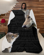 Load image into Gallery viewer, Wolf Grandma Gift For Grandson Believe In Yourself Sherpa Blanket
