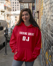Load image into Gallery viewer, Fucking Great DJ Black And White Printed Mug Hoodie
