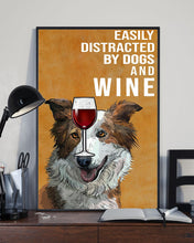 Load image into Gallery viewer, Collie Brown Dog And Red Wine Gift For Dog Lovers Vertical Poster
