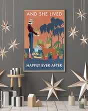 Load image into Gallery viewer, Vintage And She Lived Happily Gardening With Rhodesian Ridgeback Dog Vertical Poster

