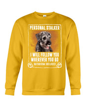 Load image into Gallery viewer, Standard Schnauzer Personal Stalker St. Patrick's Day Printed Mug Sweatshirt
