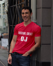 Load image into Gallery viewer, Fucking Great DJ Black And White Printed Mug Guys V-Neck
