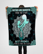 Load image into Gallery viewer, Mother And Daughter From The Start Blue Mandala Flower Fleece Blanket
