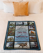 Load image into Gallery viewer, Grandma Gift For Grandson Always Standing Behind You T Rex Fleece Blanket
