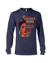 Load image into Gallery viewer, Im An October Woman I Have Three Sides Birthday Gift Unisex Long Sleeve
