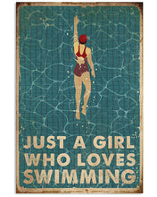 Load image into Gallery viewer, Just A Girl Who Loves Swimming Gift For Girls Vertical Poster
