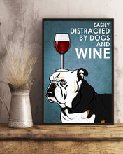 Load image into Gallery viewer, Angry Bulldog Black And White Dog And Red Wine Gift For Dog Lovers Vertical Poster
